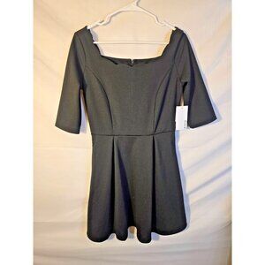 New NWT Justfab Black Chic Dress Knee Length Womens Size Medium M Fit & Flare